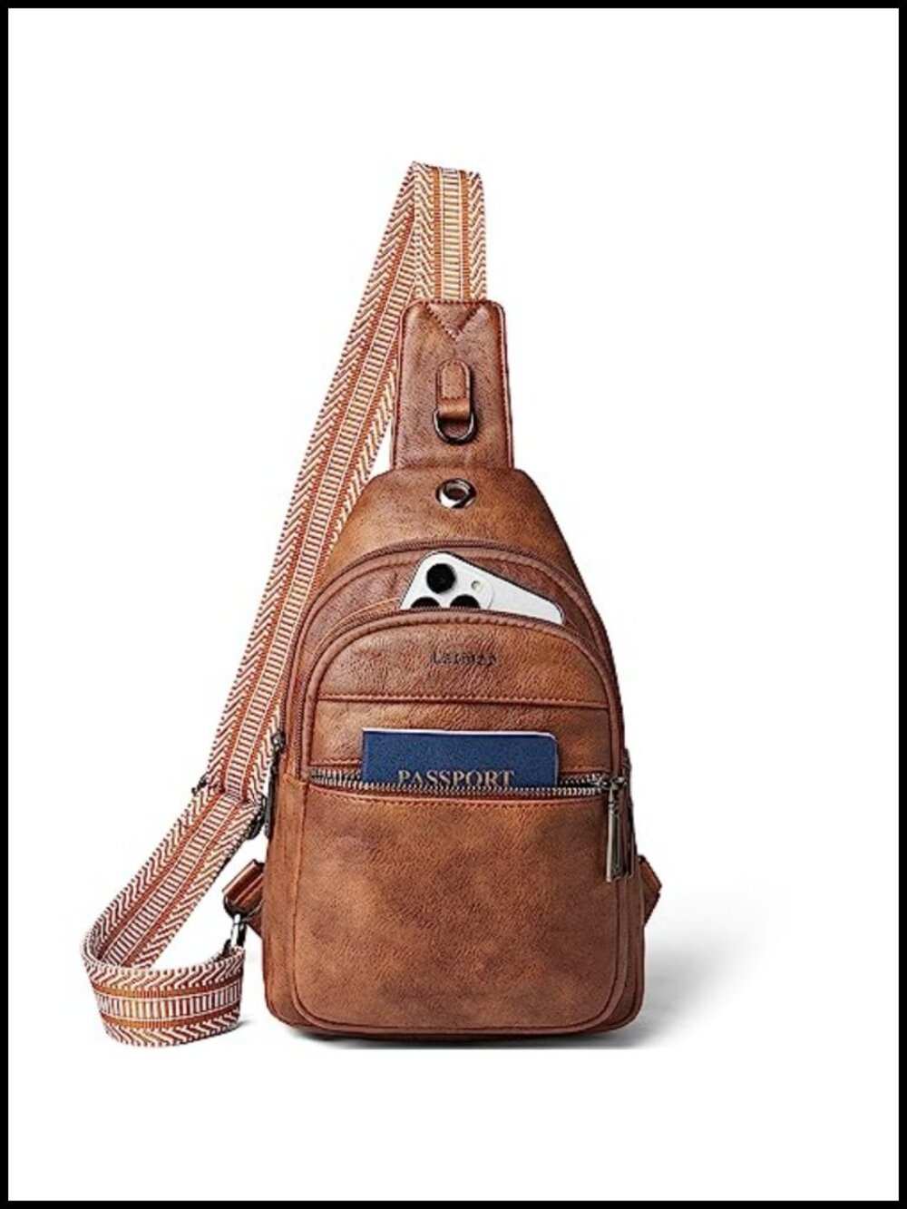 Faux Leather Sling Bag Crossbody Anti Theft Small Daypack Fanny Pack